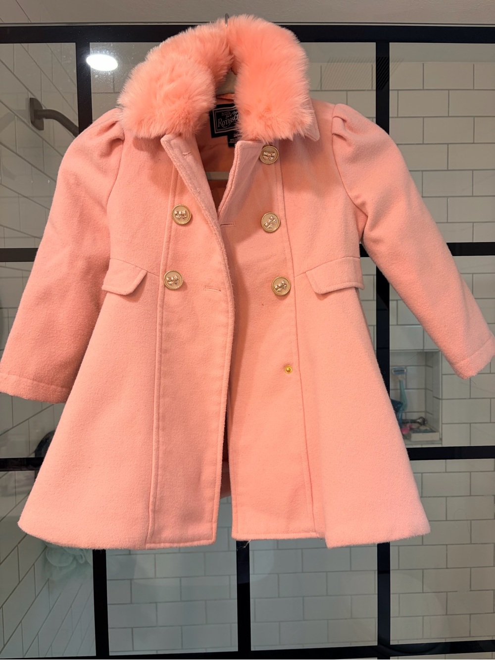 Rothschild Girls' Pink Faux-Fur Collar Peacoat - Children's Jacket